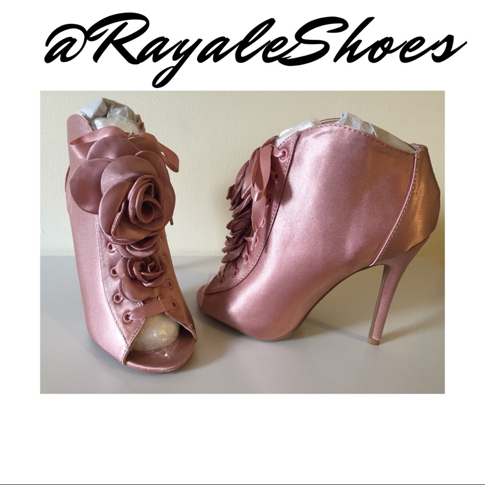 Satin Ribbon Lace-Up Booties.